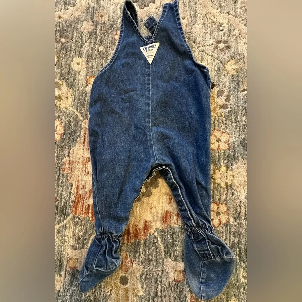 Vintage Union USA Made OshKosh B'Gosh Footed Overalls Denim 6-9 months